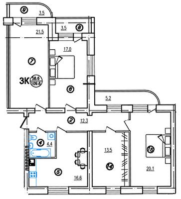 3-комнатная 109.6 м² в ЖК Lake City от 12 500 грн/м², г. Белая Церковь