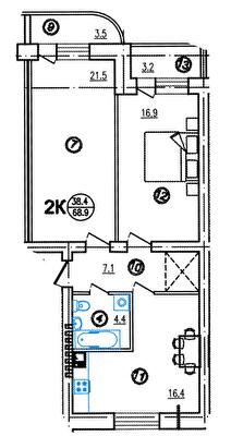 2-комнатная 68.9 м² в ЖК Lake City от 13 500 грн/м², г. Белая Церковь