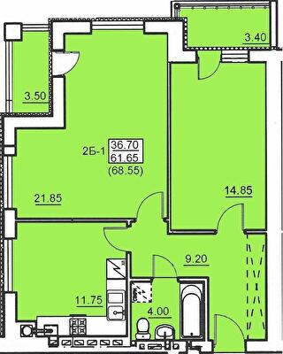 2-кімнатна 68.55 м² в ЖК Riviera від 21 500 грн/м², м. Біла Церква
