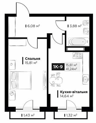 1-комнатная 44.59 м² в ЖК Life Story от 35 279 грн/м², Киев