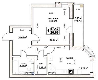 1-кімнатна 57.47 м² в ЖК Гранд Парк від 21 000 грн/м², м. Бровари