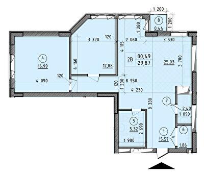 2-кімнатна 80.49 м² в ЖК Зеніт від 27 000 грн/м², м. Вишгород