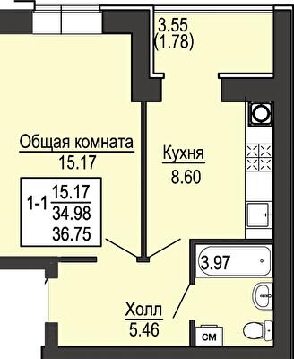 1-комнатная 36.75 м² в ЖК Софиевская сфера от 28 500 грн/м², с. Софиевская Борщаговка