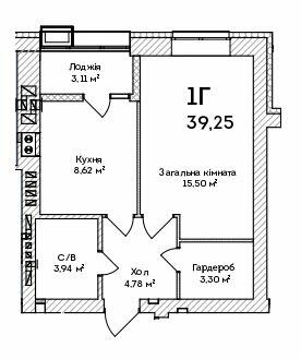 1-комнатная 39.25 м² в ЖК Grand Country Irpin от 19 350 грн/м², г. Ирпень