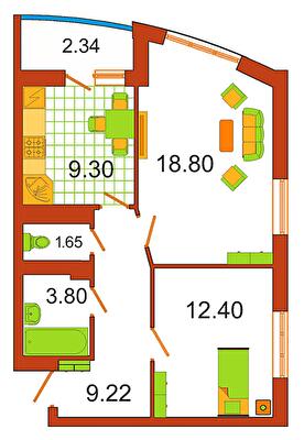 2-комнатная 56.34 м² в ЖК Сяйво от 28 000 грн/м², г. Ирпень