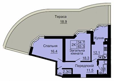 2-кімнатна 83.3 м² в ЖК Софія Резіденс від 26 000 грн/м², с. Софіївська Борщагівка