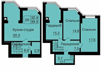 Дворівнева 99.5 м² в ЖК Софія Резіденс від 26 000 грн/м², с. Софіївська Борщагівка