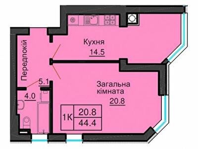 1-кімнатна 44.4 м² в ЖК Софія Резіденс від 33 000 грн/м², с. Софіївська Борщагівка