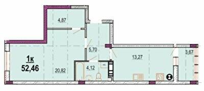 1-комнатная 52.46 м² в ЖК Родинний маєток от 25 500 грн/м², Винница