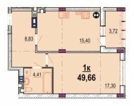 1-комнатная 49.66 м² в ЖК Родинний маєток от 25 500 грн/м², Винница