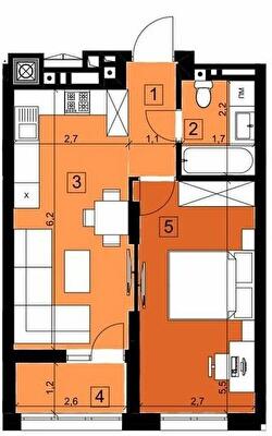 1-комнатная 41.69 м² в ЖК Парус Riverside от 21 100 грн/м², Ужгород
