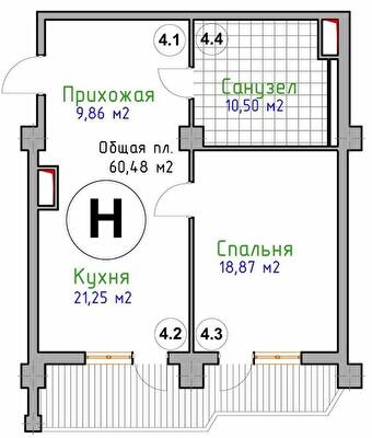 1-кімнатна 60.48 м² в ЖК Адмірал від 28 900 грн/м², Миколаїв