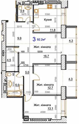 3-комнатная 92.2 м² в ЖК Курортный от 16 000 грн/м², Николаев