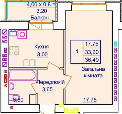 1-комнатная 36.4 м² в ЖК Европейский от 19 000 грн/м², Полтава