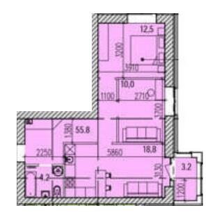2-комнатная 62.5 м² в ЖК Promenade от 25 850 грн/м², Днепр