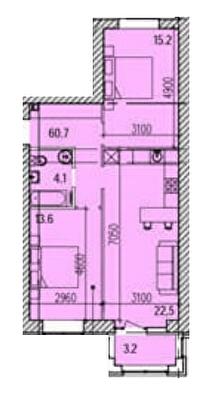 2-комнатная 67.4 м² в ЖК Promenade от 25 850 грн/м², Днепр