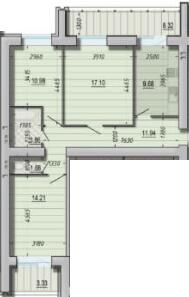 3-комнатная 79.44 м² в ЖК Craft House от 17 000 грн/м², Сумы