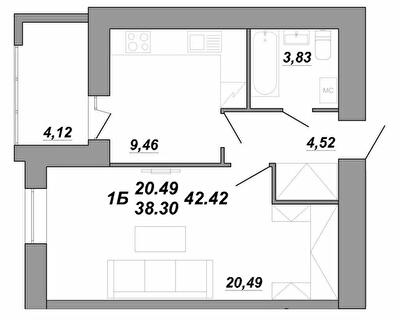 1-кімнатна 42.42 м² в ЖК Рідний Дім від 14 500 грн/м², Тернопіль