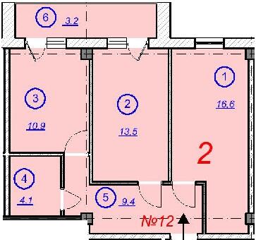 2-комнатная 57.66 м² в ЖК The Loft от 8 500 грн/м², г. Новая Каховка