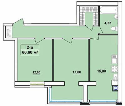 2-комнатная 60.6 м² в ЖК Комфортный от 15 200 грн/м², Чернигов