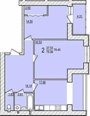 2-комнатная 79.4 м² в ЖК Dominant от 13 000 грн/м², пгт Песочин
