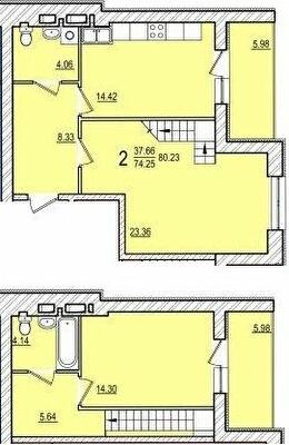 2-кімнатна 80.23 м² в ЖК Dominant від 13 000 грн/м², смт Пісочин