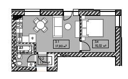 1-комнатная 33.43 м² в ЖК Smart от 16 500 грн/м², пгт Гостомель
