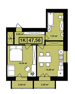 1-комнатная 47.56 м² в ЖК Сонячна Долина от 15 400 грн/м², г. Долина