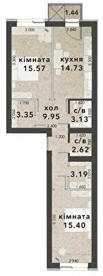 2-комнатная 68.37 м² в ЖК Viking Home от 18 000 грн/м², г. Ирпень