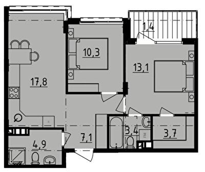 2-комнатная 61.7 м² в ЖК DERBY Style House от 28 650 грн/м², Одесса