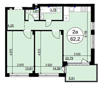 2-кімнатна 62.2 м² в ЖК Грінвуд-4 від 17 900 грн/м², смт Брюховичі