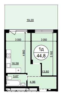 1-комнатная 44.8 м² в ЖК Гринвуд-4 от 17 600 грн/м², пгт Брюховичи