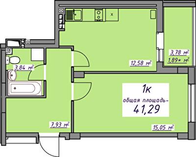 1-комнатная 41.29 м² в ЖМ Седьмое Небо от 20 700 грн/м², пгт Авангард