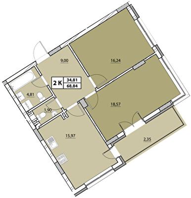 2-комнатная 68.84 м² в ЖК Гиацинт-Люкс от 43 650 грн/м², Львов