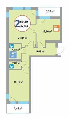 2-комнатная 69.2 м² в ЖК Эко-дом на Надежной от 19 000 грн/м², Львов