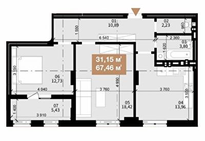 2-комнатная 67.46 м² в ЖК Свитанок от 21 600 грн/м², Львов