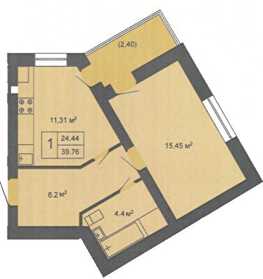 1-кімнатна 39.76 м² в ЖК Кленовий Парк від 14 000 грн/м², м. Трускавець