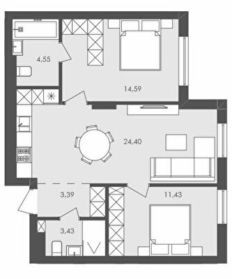 2-кімнатна 61 м² в ЖК Avalon Holiday від 20 000 грн/м², с. Сокільники