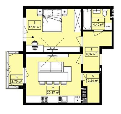 1-кімнатна 54.91 м² в ЖК Royal Hill від 19 200 грн/м², с. Лисиничі