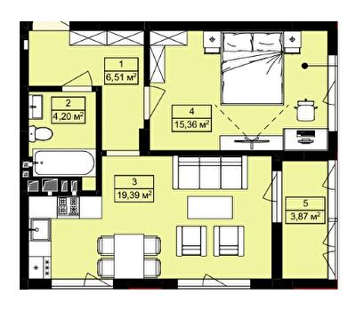 1-комнатная 49.33 м² в ЖК Royal Hill от 19 200 грн/м², с. Лисиничи