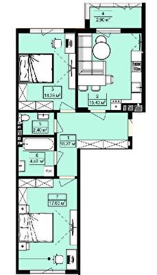 2-комнатная 67.44 м² в ЖК Royal Hill от 19 200 грн/м², с. Лисиничи