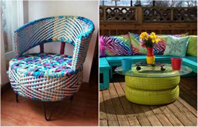 17 простых способов превращения старых шин в яркие предметы интерьера