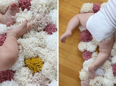 Очаровательный коврик из мягких помпонов. Именно так выглядит домашний уют…