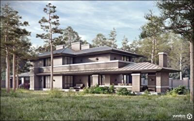 Проект коттеджа в стиле Ф.Р. Райта