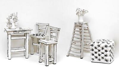 Бумажная керамика: серия "нарисованной" мебели