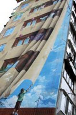 В Киеве создали самое большое в Украине реалистичное трехмерное изображение на торце жилого дома