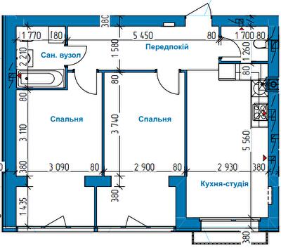 2-комнатная 60.96 м² в ЖК в Лесной Буче от 19 500 грн/м², г. Буча