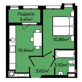1-кімнатна 32.75 м² в ЖК Continent Green від 21 500 грн/м², Львів