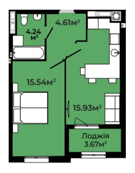 1-комнатная 43.99 м² в ЖК Continent Green от 21 500 грн/м², Львов