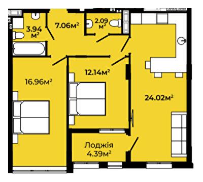 2-кімнатна 70.6 м² в ЖК Continent Green від 18 500 грн/м², Львів